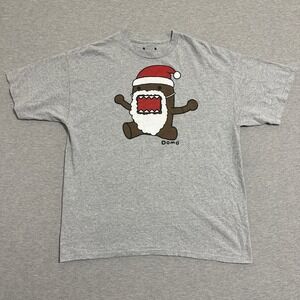 Domo Kun Santa Christmas Graphic T-Shirt 2011 Vintage NHK Gray Mens Size XL‎